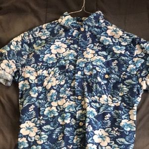 Blue Floral Button Up